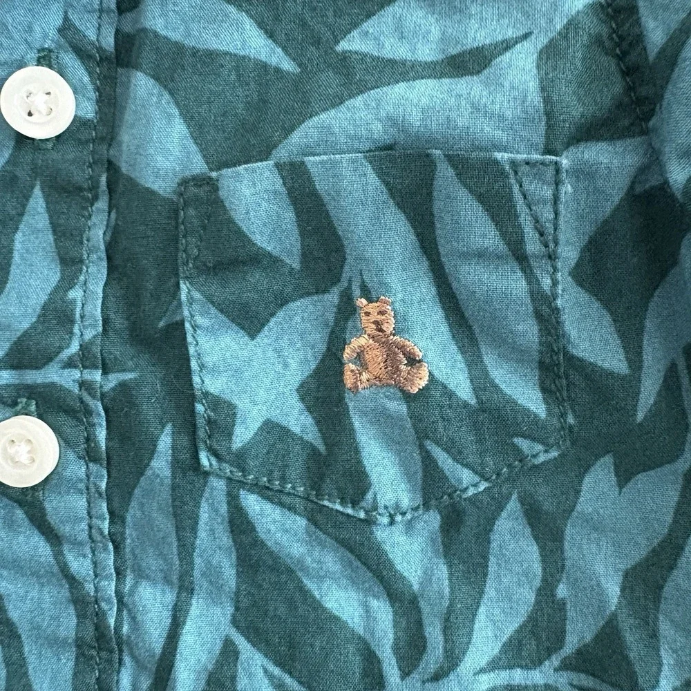 Baby Gap Boys Bodysuit Size 3-6 Months Jade Green Tropical Print 100% Cotton